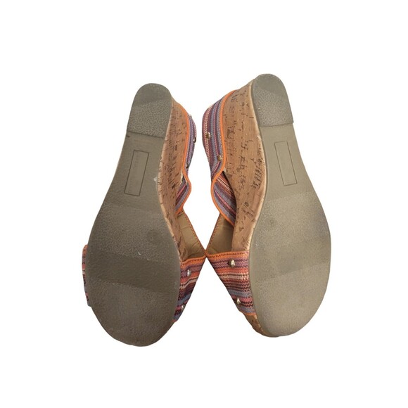 Montego Bay Club Wedges Women 8 Orange Multicolor Briaded Straps Cork Heel - Picture 7 of 7